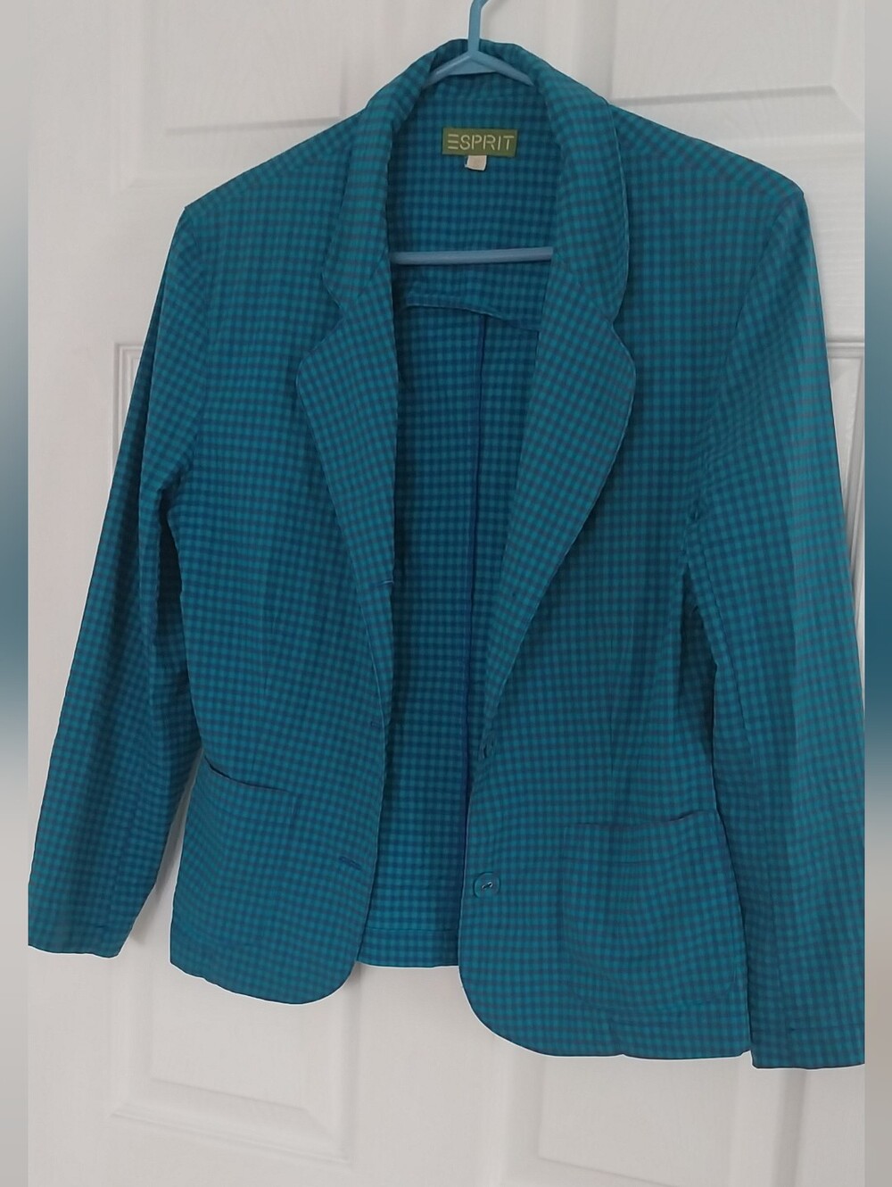 Esprit Teal Gingham Blazer - Women's Suit Jacket